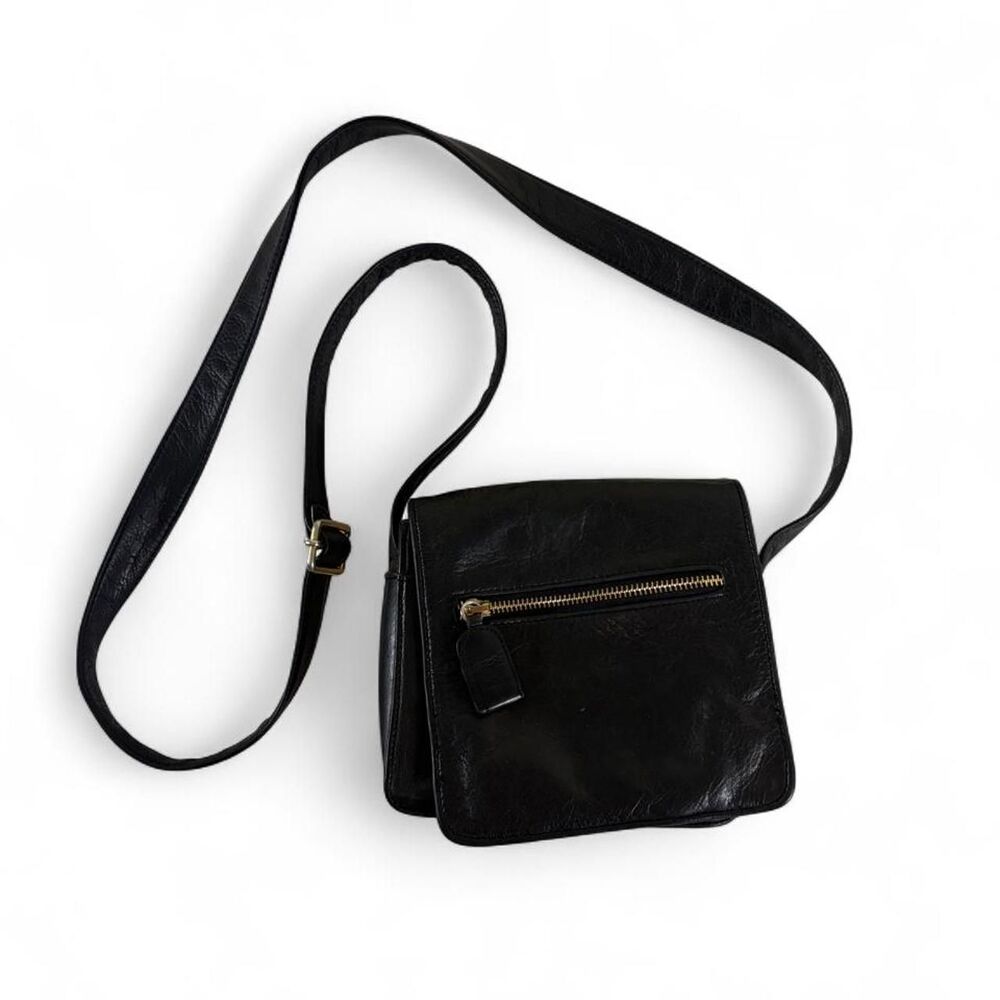 L.J.S Collection Black Leather Crossbody Bag